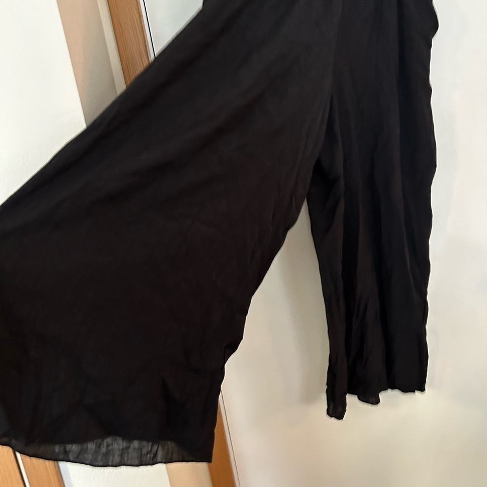 Shein curve 0xl black crape wide leg stretch pull on waist boho pants